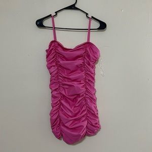 Hot Pink Pleather Mini Dress